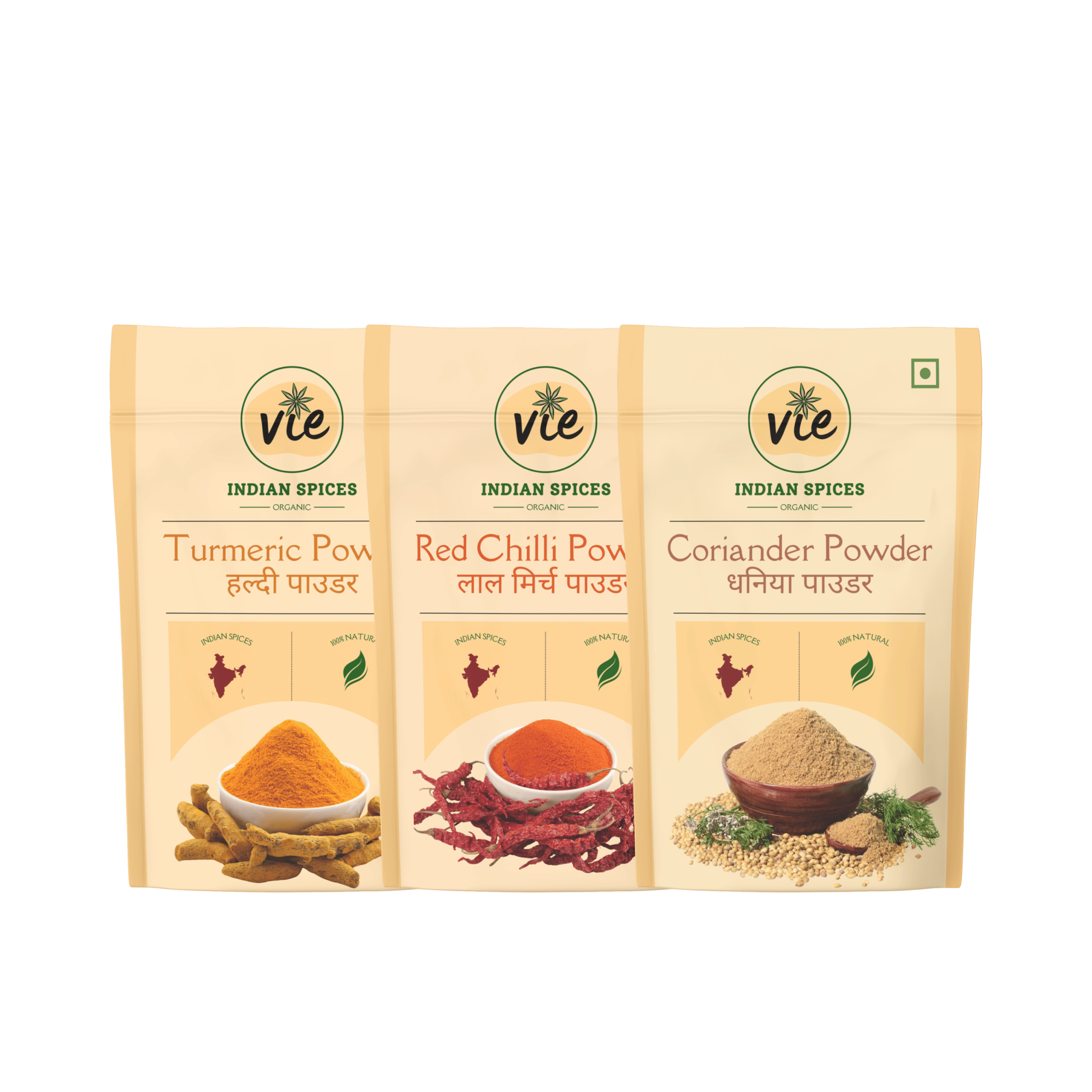 Turmeric,Red Chilli,Coriander PowderSpices Combo Pack
